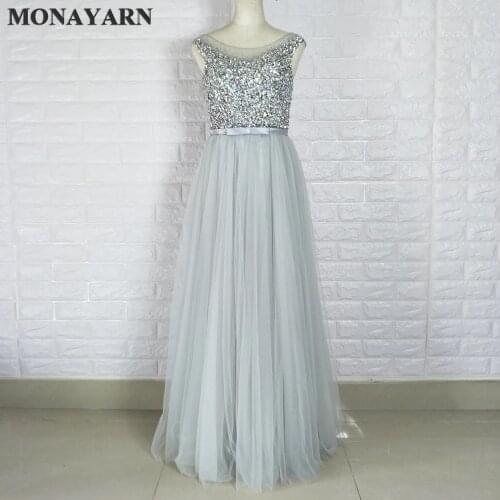 New 2017 crystal chiffon V-neck dress official robe de soiree party long dress