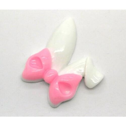 10 White Pink Lovely Resin Rabbit Head Bow Decoration Crafts Beads Flatback Cabochon Scrapbook DIY Embellishments Accessories