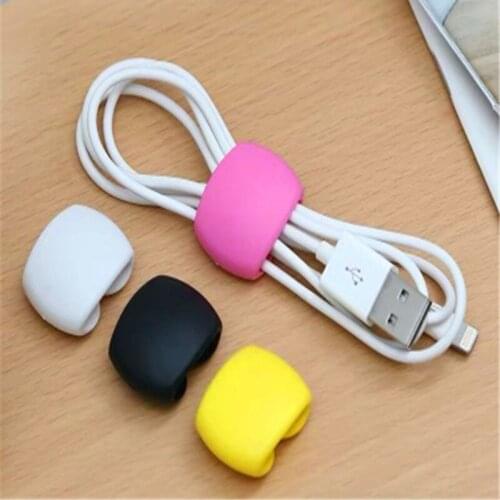 4pcs Portable Reusable Cable Clips Charger Cord Organizer Earphone Line Tidy Holder Cable Management Winder Desk Organizer