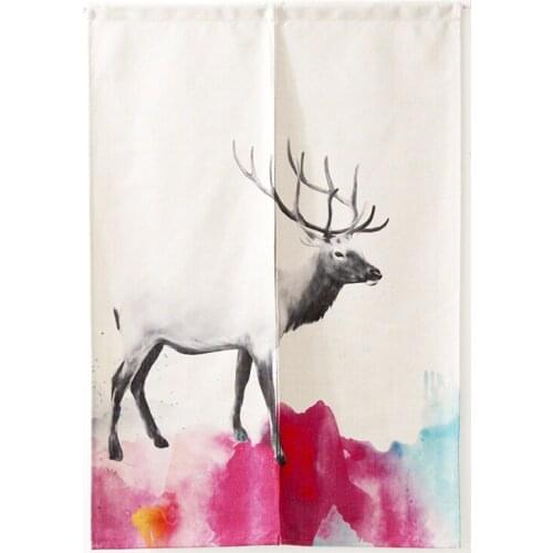 Watercolor Forest Animal Door Curtain Linen Tapestry Children Study Bedroom Home Decor Bedroom Kitchen Curtain 85x120cm/85x90cm