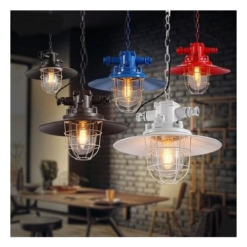 American Loft Iron Art Glass Pendant Light Fixtures Simple Industrial Vintage Lighting For Living Dining Room Bar Hanging Lamp