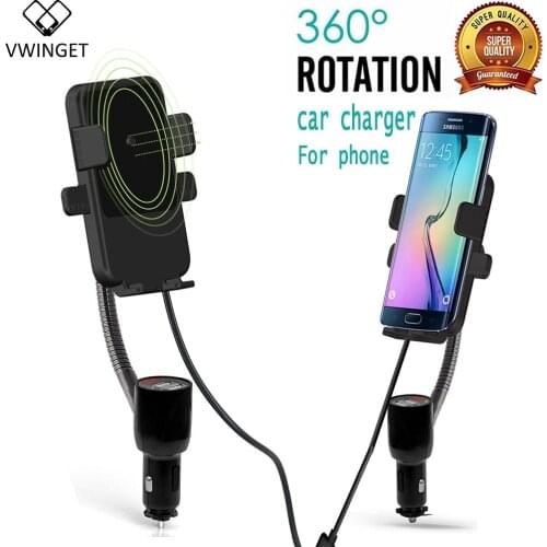 Car Qi Wireless Charger For iPhone XS Max X 8 Cigarette Lighter socket + usb port Fast Wirless Charging Car Charger For Samsung