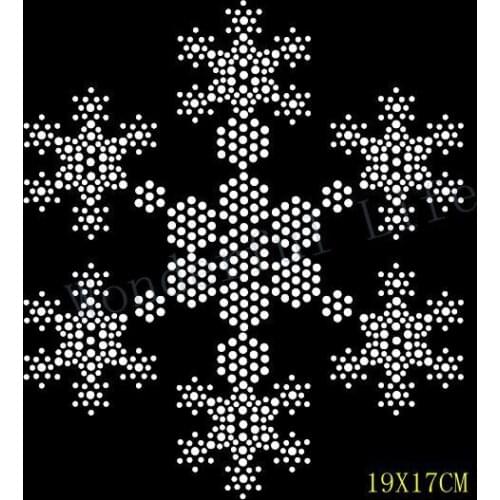 Free Shipping Snow Flake Rhinestone Hotfix Iron on Transfer Motif Appliqué
