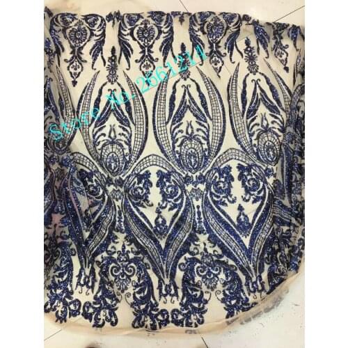 Glitter sequin fabric african lace embroidery fabric high quality french net lace for wedding party evening dress BZL-35189