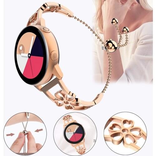 22mm Stainless Steel Bracelet for Samsung Galaxy watch 3 46mm 42mm gear s3 Band Strap Flower Wrist for mi amazfit bip huawei