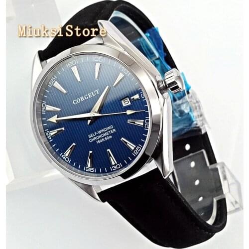 Corgeut 41mm sapphire crystal luminous leather strap Seagull automatic movement waterproof mens top mechanical watches