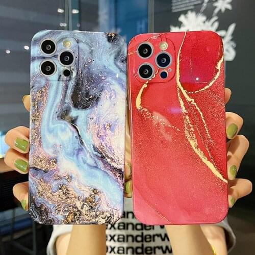 Ottwn Marble Stone Texture Phone Case For iPhone 11 12 Pro Max Mini X XR XS Max 7 8 Plus SE 2020 Shockproof Soft IMD Back Cover