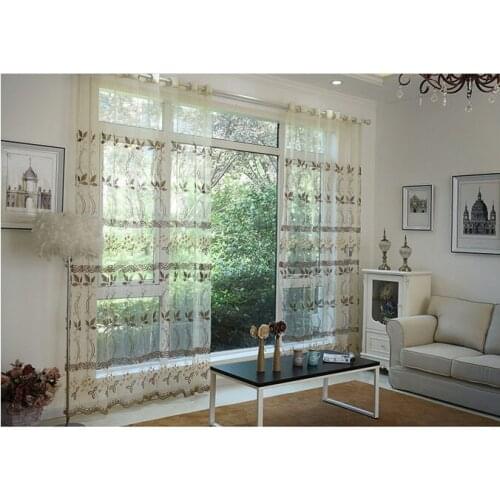 European Embroidered Voile Curtains Bedroom Sheer Curtains for Living Room Tulle Window Curtains/Panels Window Screening
