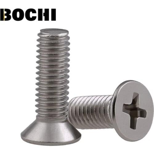 GB/T819 100pcs M2 M2.5 304 Stainless Steel Machine Screws Flat Head Screw GB819 cross head machine screws