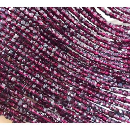 Garnet square faceted purple red 4mm for DIY jewelry making loose beads FPPJ wholesale nature gemstone