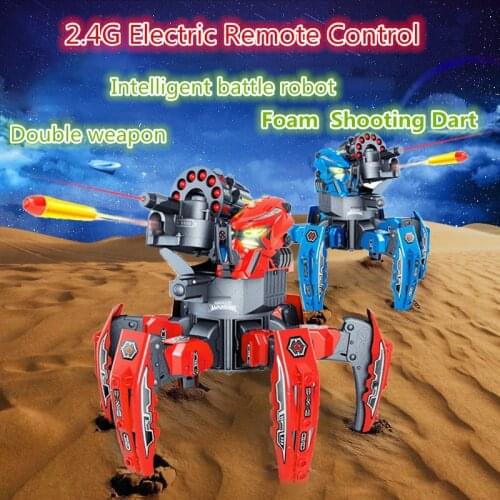 DIY Shooting Game Six-legged Spider Robot 2.4G Radio remote control Double weapon Gifts for children Puzzle robot toy