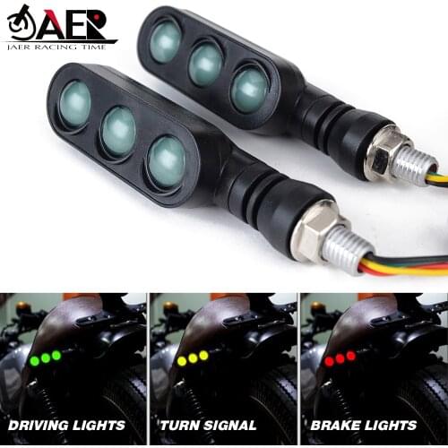 JAER 2PCS LED Turn Signal Lights Emark Approval 12V DRL Motorcycle Indicators Blinker Rear Brake Light for Universal