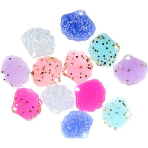 LF 30Pcs Mixed 20x18mm Bling Scallop Resin Cabochon Flatback Decoration Crafts Embellishments For Scrapbooking Diy Accessories