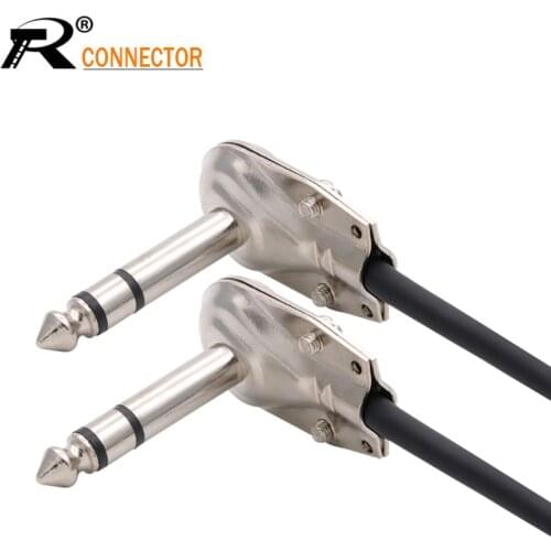 10pcs Metal 90 Degree Right Angle 6.35 mm 3 Pole Stereo Jack Plug 6.35mm Guitar Phono Pancake 1/4 Inch Connector