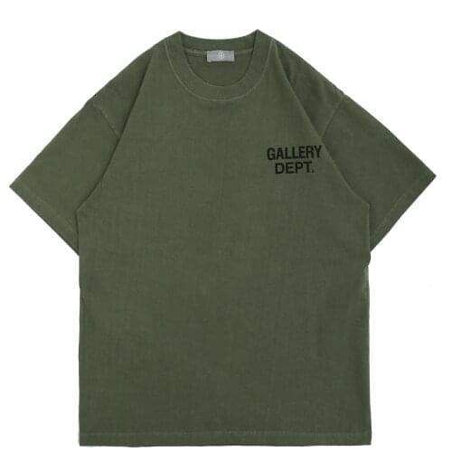 Mens T-Shirt Army Green Round Neck High Street Letter Printing Short Sleeve T-Shirt For Casual Loose Men Clothing