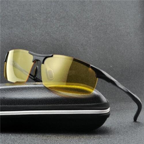 MINCL2019 Aluminum Magnesium Men Sunglasses Polarized Driving Night Vision Goggles Sunglass Fishing UV400 Rimless Sun Glasses NX