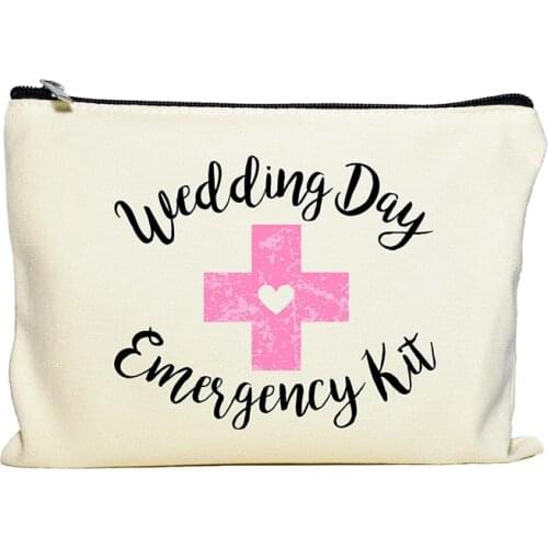 Wedding day Emergency Survival Kit Makeup Cosmetic Bag Bridal Shower bachelorette hen Party bride to be gift decoration present