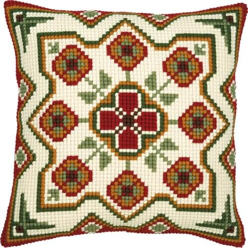 DIY Cross Stitch Cushion Cover Geometrical Needlepoint Kits Printed Canvas Chunky Yarn Cross-stitch Pillow Case Arts & Crafts