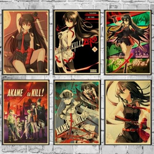 Newly Japanese Anime Akame Ga Kill Retro Poster Painting Wall Poster Modern Art Poster For Home /Room/Bar Decor