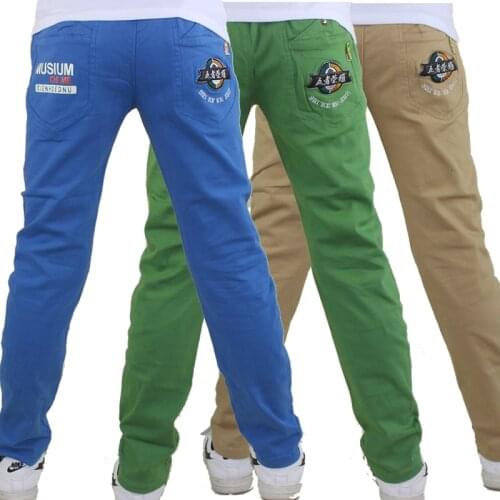 Spring Autumn Summer Boys Pants Cotton Casual Pants Kids School Teens Pants Color Blue / Orange / Khaki / Green / Yellow