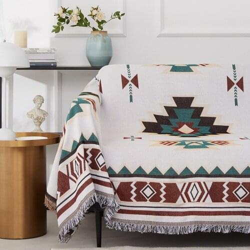 American Sofa Blanket Cover Geometric Knitted Thread Rugs Office Nap Hotel Bed Tail Travel Picnic Throw Blankets Decorate Home