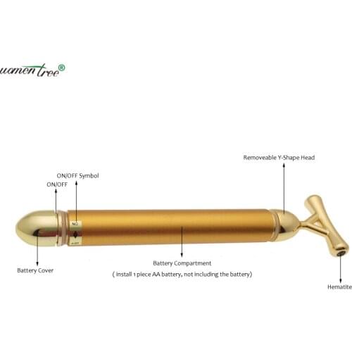 Portable Y-shape 24k Golden Facial Massager Body Slimming Shaping Beauty Tool Face Lift Skin Firming Relax Energy Beauty Bar