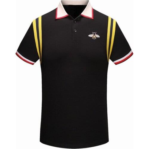 New Novelty 2020 High Unisex Embroidered bees stripes Fashion Polo Shirts Shirt Hip Hop Skateboard Cotton Polos Top Tee #F70