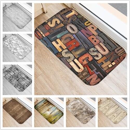 Nordic Kitchen Mat Bedroom Entrance Doormat Home Hallway Floor Decoration Living Room Carpet Wood Grain Bathroom Anti-Slip Rug