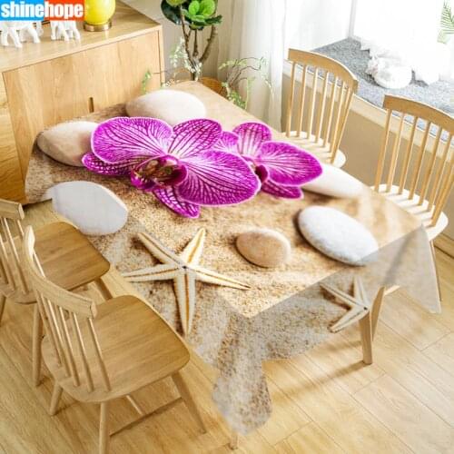 Custom Orchid Flowers Table Cloth Holiday Party Waterproof Oxford Fabric Rectangular Tablecloth Home Party Tablecloth