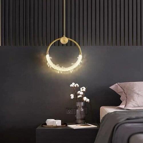 Modern Simple Golden Ring Crystal Small Chandelier Adjustable Decoration Living Room Dining Room Bedside Aisle Bedroom Bar