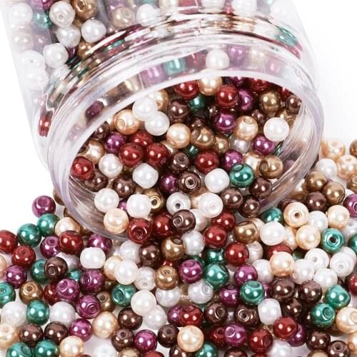 1000pcs/box 4mm Glass Pearl Beads Round Ball Beads Loose Spacer Bead for DIY Bracelet Necklace Jewelry Findings Making Mix Color
