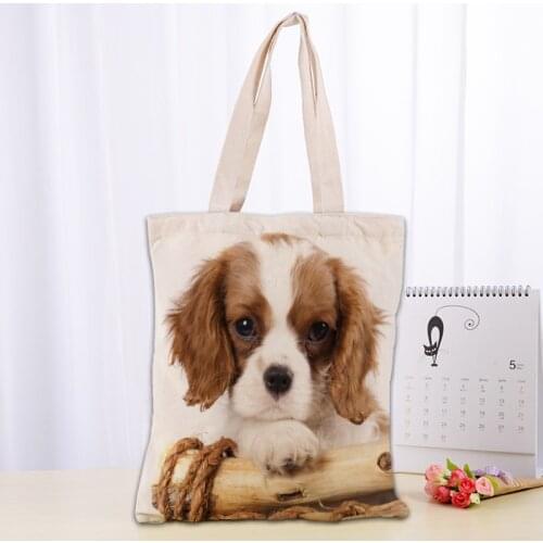 Custom Cocker Spaniel Tote Bag Reusable Women Canvas Shoulder Bag Handbag Shoulder Pouch Foldable Canvas Shopping Bags