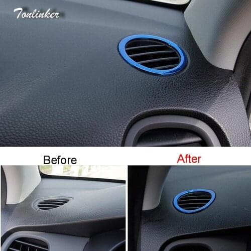 Tonlinker Cover Case Sticker For KIA RIO K2 2017-18 Car Styling 2 pcs stainless steel Center console Small Outlet cover Sticke
