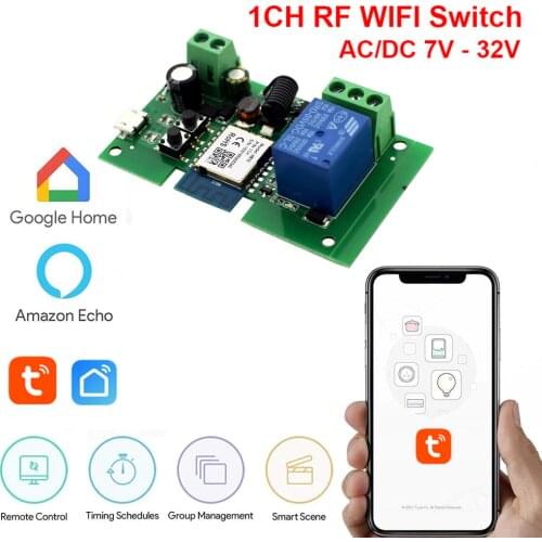 TUYA Relay Smart Switch Wifi Remote Control Wireless Moudle 1CH 2CH 4CH AC DC 7V to 32V Rele RF Receiver Inching Self-locking