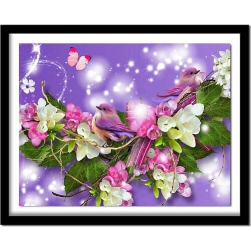 Diamond Painting Flowers Round Full Drill Diamond Embroidery Bird Cross Stitch Home Decor Rhinestone 5D DIY Diamond