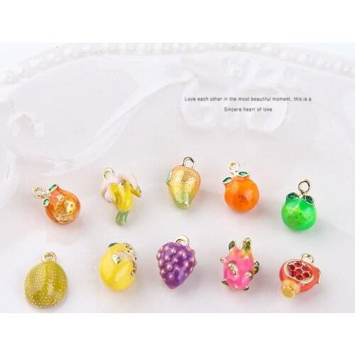 6pcs korean Fun drip glaze Girl Child fruit Lemon Banana earrings For Women cute pendant DIY hand rope material bag accessories