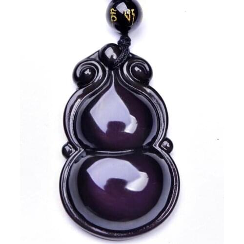 Women Necklace Pendant Rainbow Eye Obsidian Gourd Cucurbit Pendant Free Chain Gift for Female Jades Jewelry