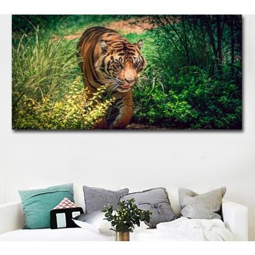 HD Prints Big Size Animal Painting Tigers In Grass Prints Posters Canvas Painting Wall Art Prints For Living Room Home Decor