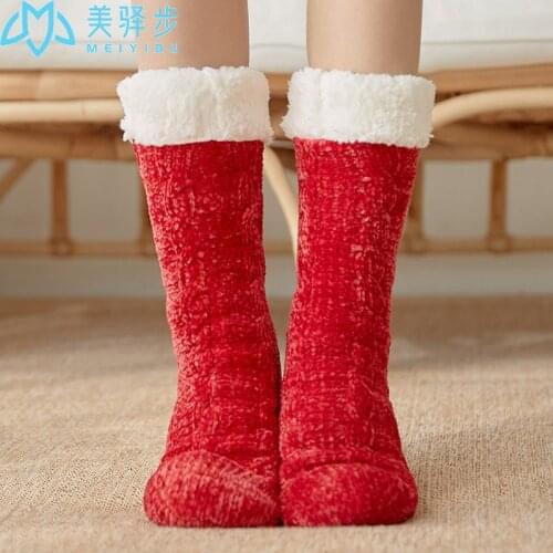1 Pair Floor Socks Adult Snow Socks Sleep Carpet Socks Fall Winter Home Warm Thickening Plus Velvet Slippers Socks Women