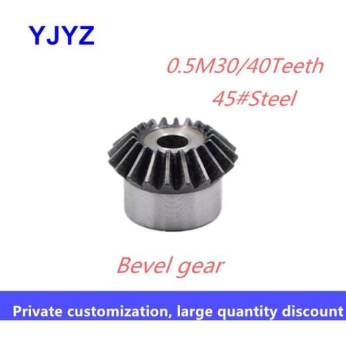 1 pc 0.5M30/40teeth metal bevel gear 45# steel tooth surface quenched 90 degrees 1:1 transmission bevel gear