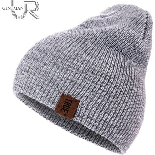 1 Pcs Hat PU Letter True Casual Beanies For Men Women Warm Knitted Winter Hat Fashion Solid Hip-hop Beanie Hat Unisex Cap
