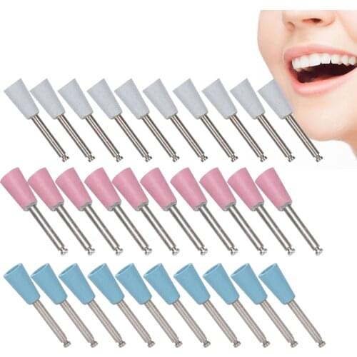 10pcs Composite Resin Ceramic Natural Tooth Polishing Burs Low Speed Dental Grinding Silicone Polisher Drill Bits Set Cup Shape