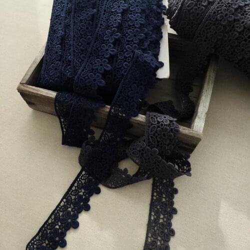 10Yard/Lot Black Gray Navy Blue 4CM Thick Cotton Thread Embroidery Flower Lace Trim Handmade DIY Doll Dress Skirt Accessories