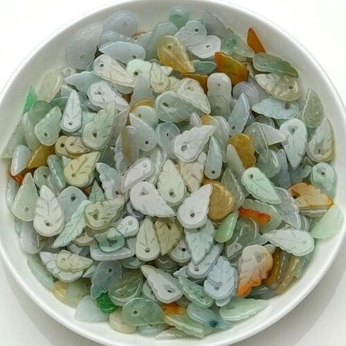 100PCS Chinese Natural A Grade Jade (Jadeite) Loose Emerald Leaves Bead