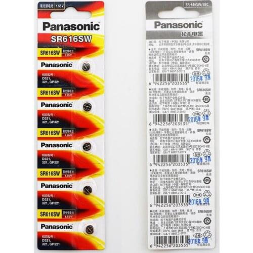 100pcs/lot Panasonic SR616SW 321 Silver Oxide D321 321 GP321 1.55V Button Coin Cell Battery Batteries 6.8mm*1.6mm Made in Japan