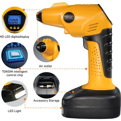 12V Rechargeable Portable Air Compressor Tyre Inflator Gun Automatic Pump Cordless For Car Bike