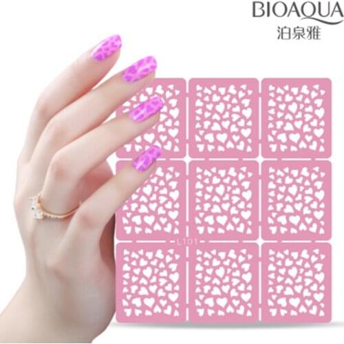 2pack/lot Nail Art Stencils Heart-Shape Stickers Nails for Polish Gel Decorations Foil on Stickers Care