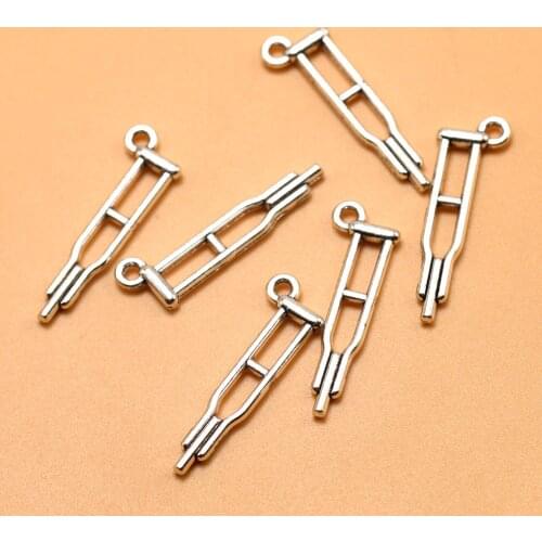 30pcs/lot Cute Elderly Canes Crutches DIY Handmade Pendant Necklace Earring Accessories Charms Findings Jewelry Making Supplies