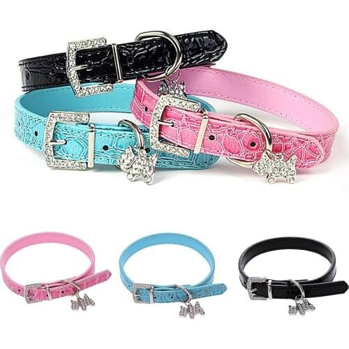 50PCS Small Bling Crystals Diamonds Crocodile Puppy diamond Dog Collar Adjustable Collar