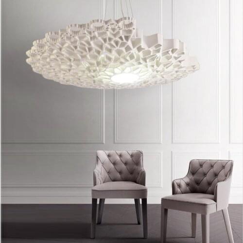 Art Honeycomb LED Pendant Light White Resin Openwork Flower Suspension Lamp Home Decor Hotel Hall Parlor Pendant Lighting PA0157